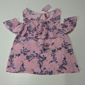 NWT Cutie Patootie Size M (10-12) Cold Shoulder Pink Floral Top